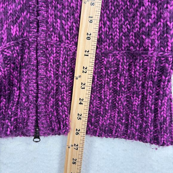 Lole Cardigan Sweater Womens Size M Purple Wool Blend Full Zip Fuzzy Knit - Picture 12 of 14